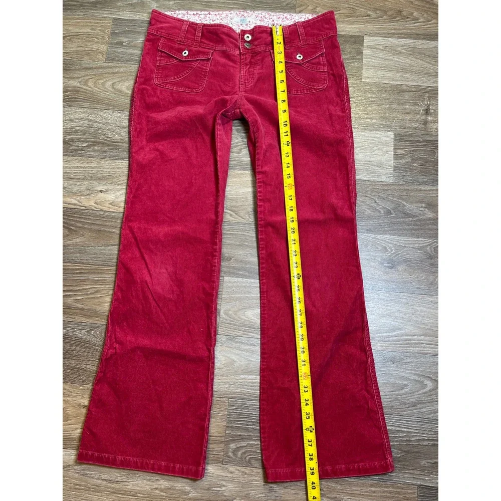Y2K SO Wear It Declare It Red Corduroy Flare Leg Pants 2000s Low Rise Boho Sz 13